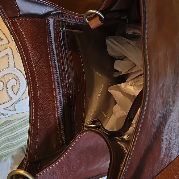 Gianni Conti Elegant Brown Leather Shoulder Bag - Picture 5 of 9